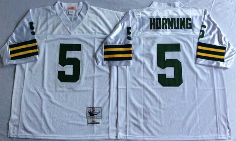 Packers 5 Paul Hornung White M&N Throwback Jersey->nfl m&n throwback->NFL Jersey